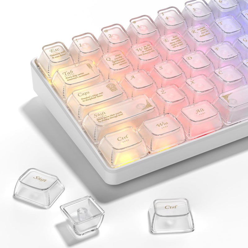 COSTOM Keycaps - Crystal Clear Jelly Keycaps 60 65 75 100 Percent, Baroque Style Custom Keyboard Key Caps, XDA Profile Mechanical Keyboard Keycap Set 115 Keys - for 61/68/84/87/98/99/100/104/108 Keys - Image 1